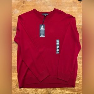 Hart Schaffner Marx Merino wool sweater V-neck red medium NWT